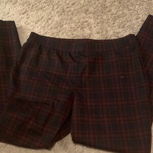 Talbots Women's Plaid Trousers - Burgundy and Navy